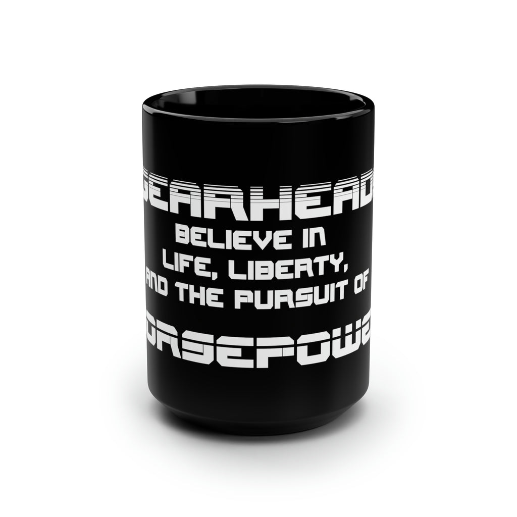 Gift for Gearheads Pursuit Horsepower Black Mug, 15oz Guys