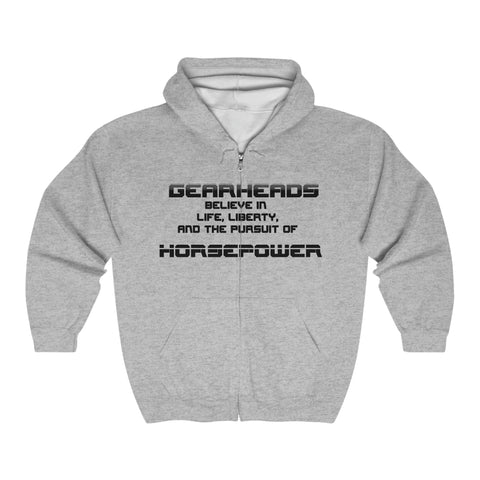 Gifts for Gearheads Pursuit Horsepower Hoodie Unisex Heavy Blend™ Full Zip Hooded Sweatshirt