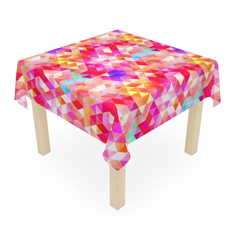 Bright Colorful Geometric Pattern Pink Yellow Tablecloth Décor