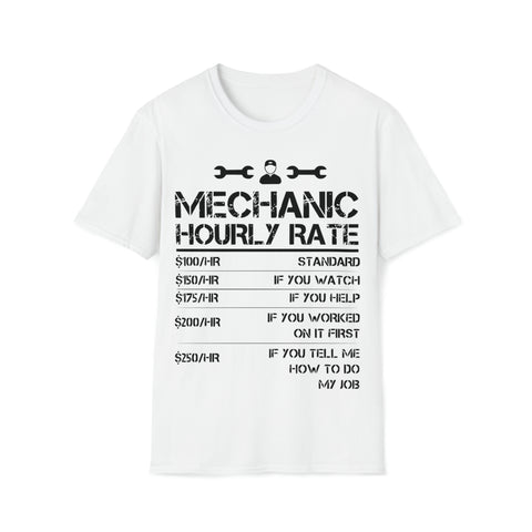 Gift for Gearheads Funny Mechanic Rates Unisex Softstyle T-Shirt for Guys