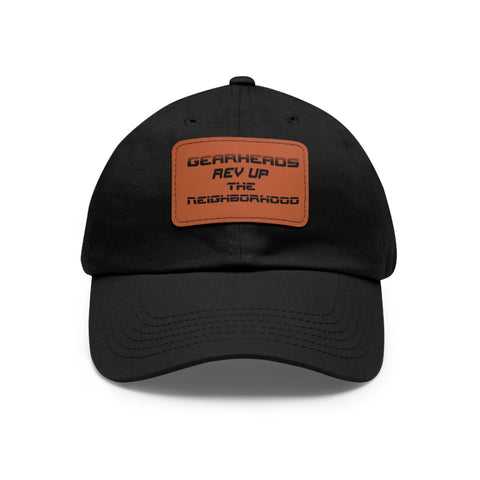 Gifts for Gearheads Rev Up Hat with Leather Patch (Rectangle) Men's Trucker Ballcaps