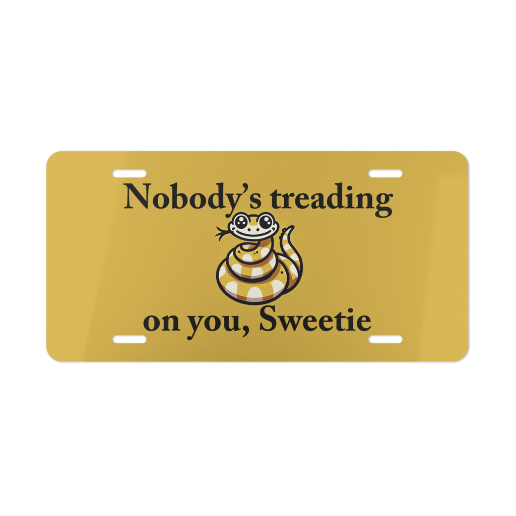 Nobody's Treading on You, Sweetie Front License Plate Gadsden Flag Snake