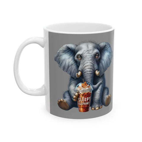 Sleepy Elephant Coffee Mug Funny Animal Cup Cute Iced Coffee Lover Morning Gift