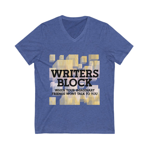 Writer's Block Unisex Jersey Short Sleeve V-Neck Tee for Authors