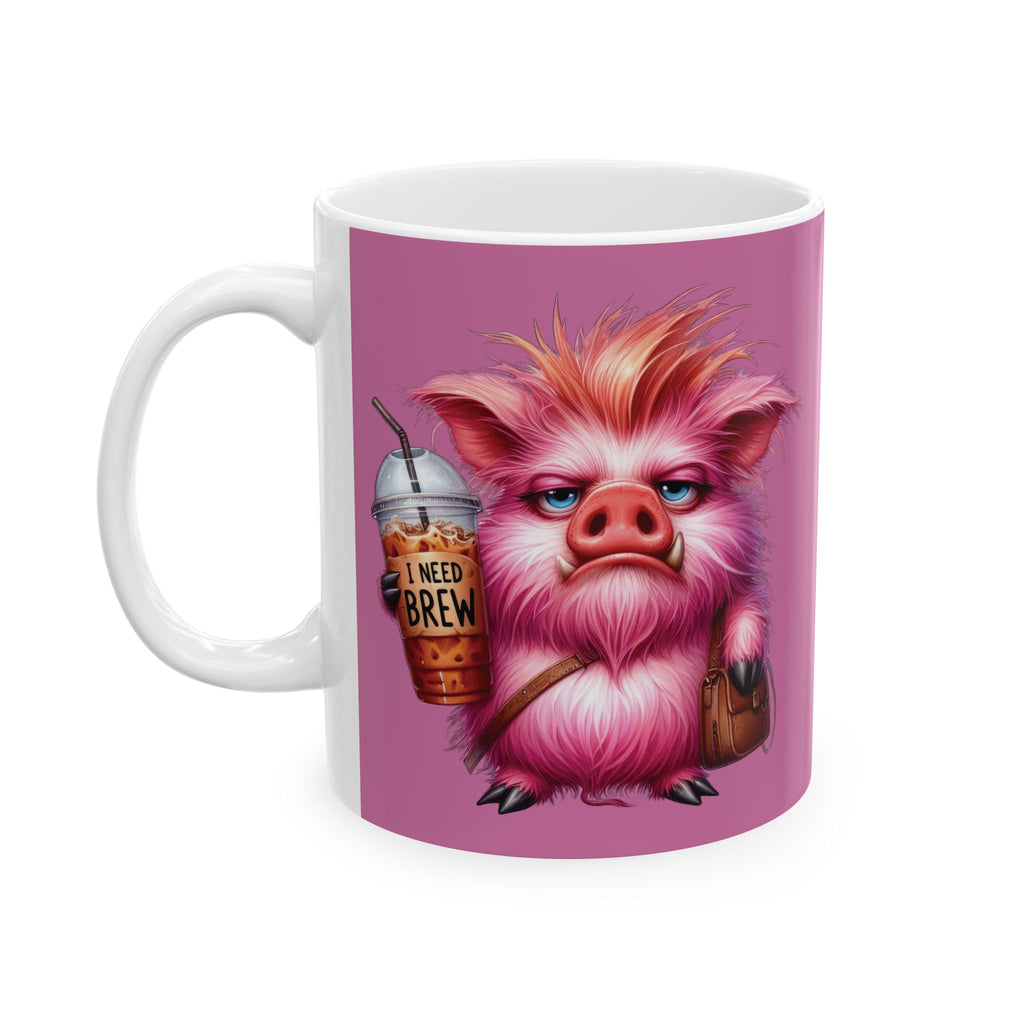 Grumpy Pig Coffee Mug – Funny Cute Animal Cup | I Need Brew Morning Coffee Gift