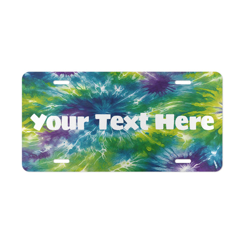 Colorful Tie-Dye Vanity License Plate Hippie Car Tag Groovy Custom Front Plate