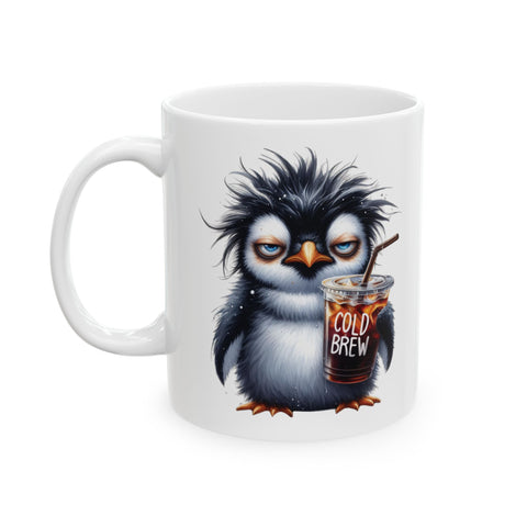 Grumpy Penguin Coffee Mug – Funny Cold Brew Animal Cup | Iced Coffee Lover Gift