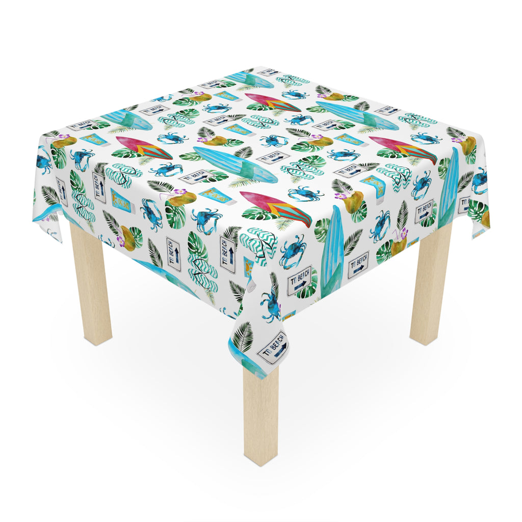 Beach Surfboard Flowers Tropical Pattern Tablecloth  Décor