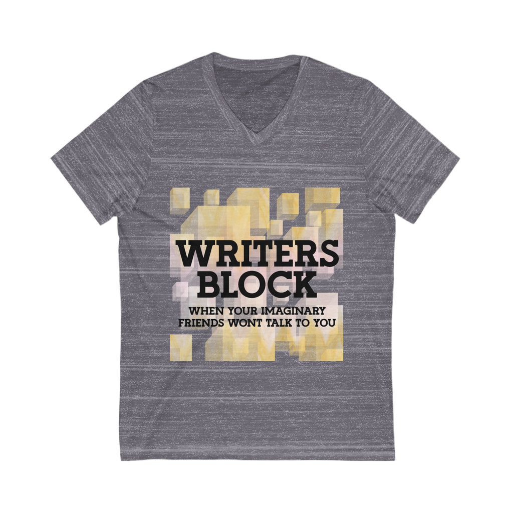 Writer's Block Unisex Jersey Short Sleeve V-Neck Tee for Authors