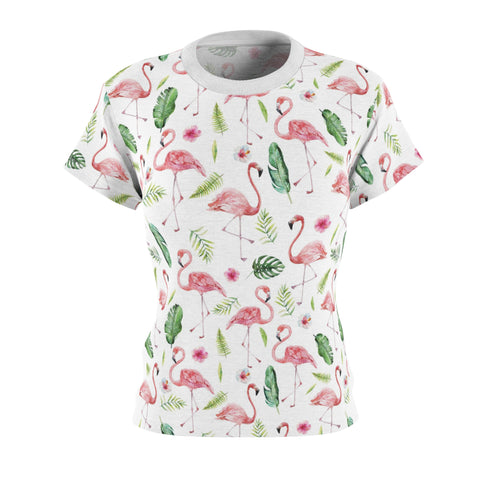 Pink Flamingo Women's Cut & Sew Tee (AOP) Florida Wear Tropical Shirt