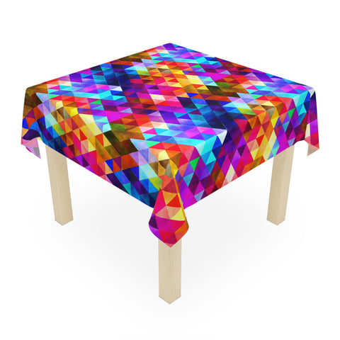 Bright Colorful Geometric Pattern Pink Blue Tablecloth Décor
