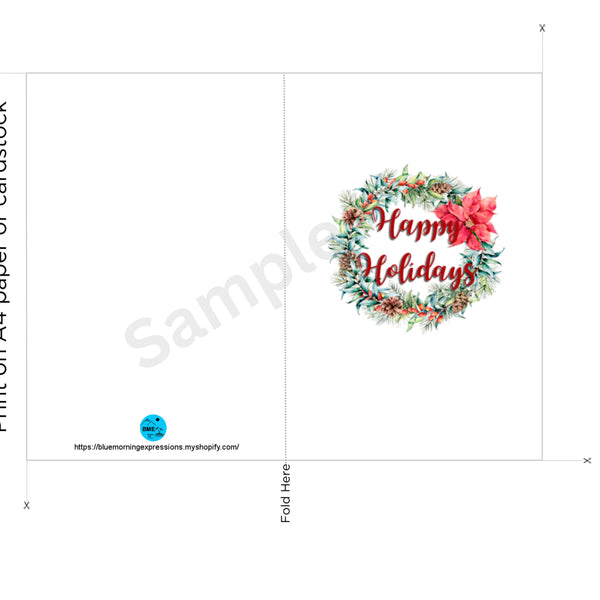 5 Print at Home Holiday Printable Greeting Cards Notecards Digital Download