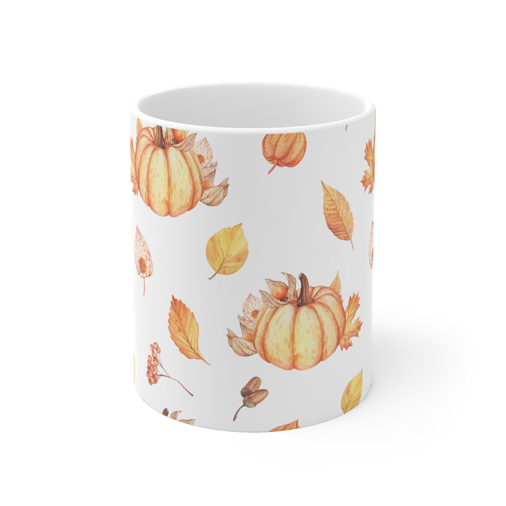 Autumn Fall Leaves Pumpkin Coffee Mug 2-Sizes 11oz/15oz Dishwasher Microwave Safe