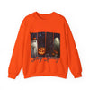 Orange sweatshirt with Halloween-themed design and 'Stay Spooky' text on a white background