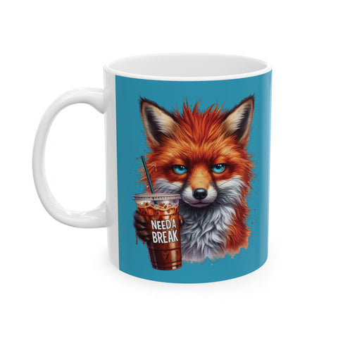 Grumpy Fox Coffee Mug – Funny Woodland Animal Cup | Need a Break Morning Gift