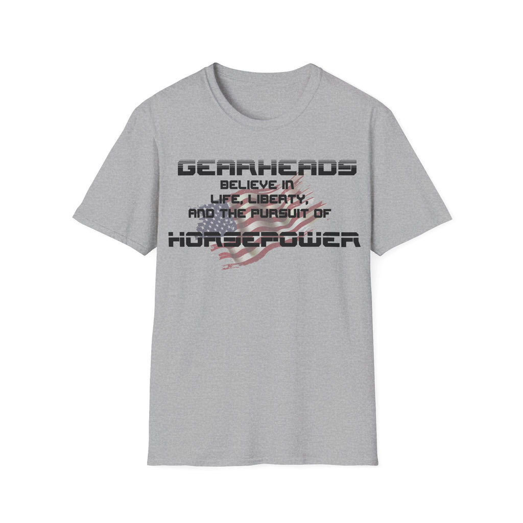 Gifts for Gearheads Pursuit of Horsepower American Flag Unisex Softstyle T-Shirt