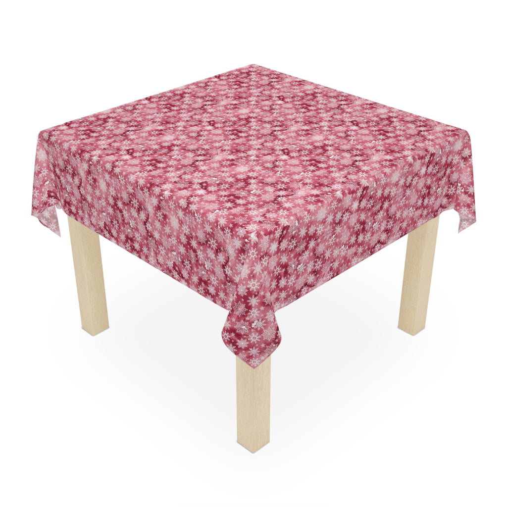 Pink White Snowflake Pattern Tablecloth  Décor Holiday 