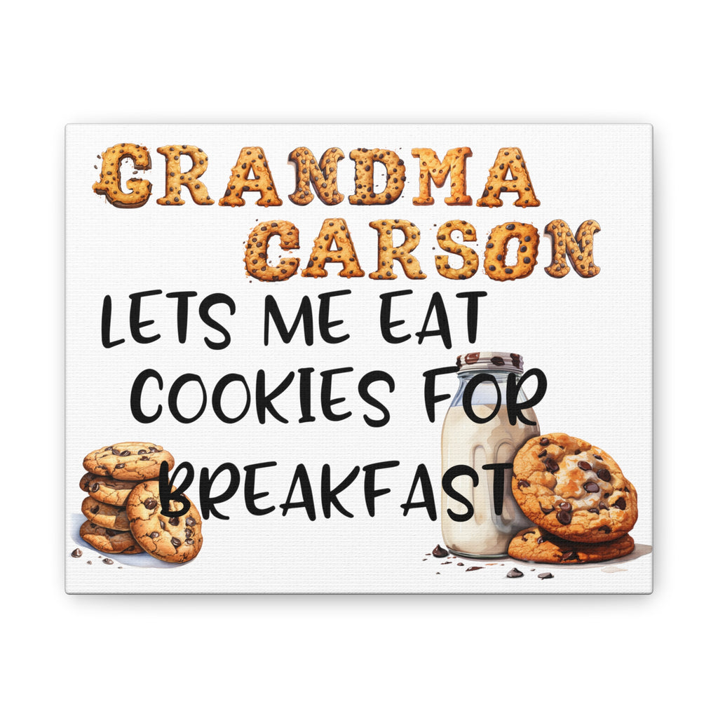 Gifts for Grandma Personalized Cookie for Breakfast Sign Canvas Home Decor