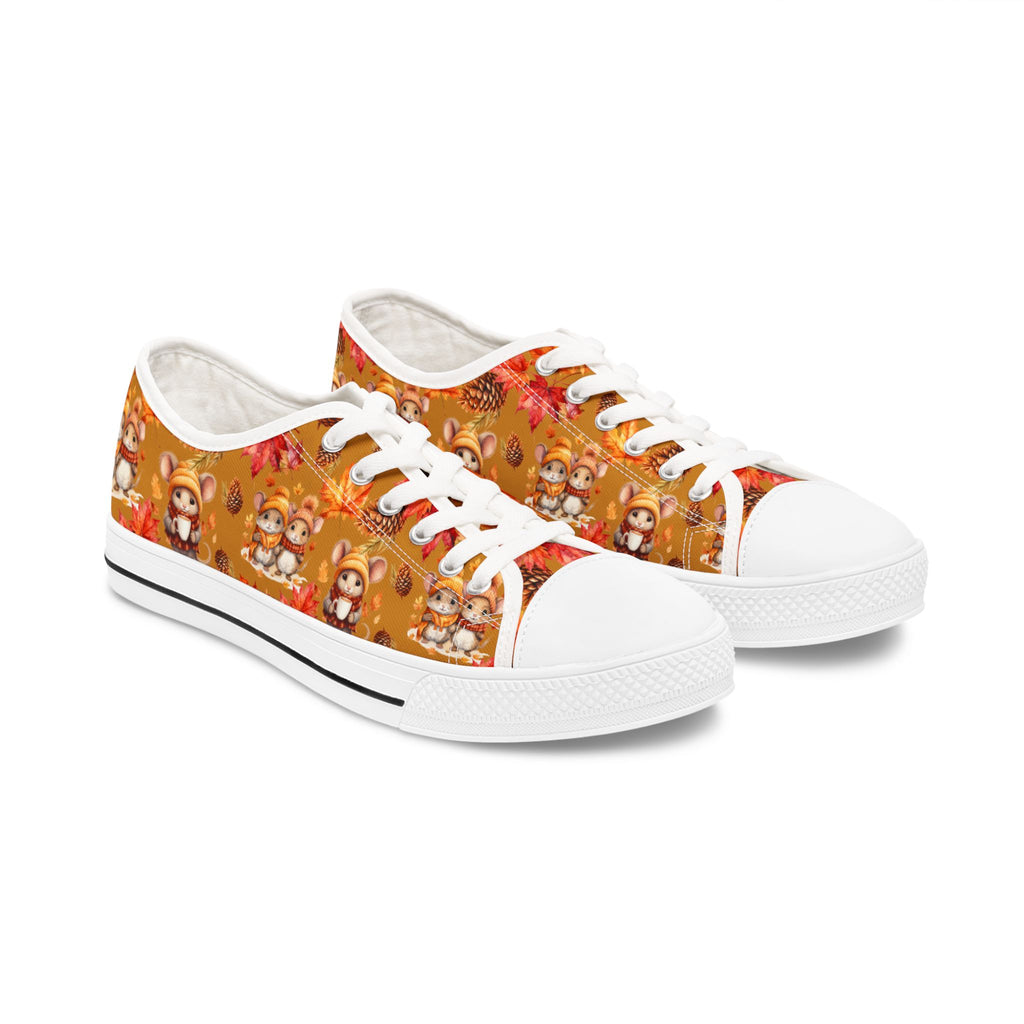 White sneakers with a colorful pattern on a white background