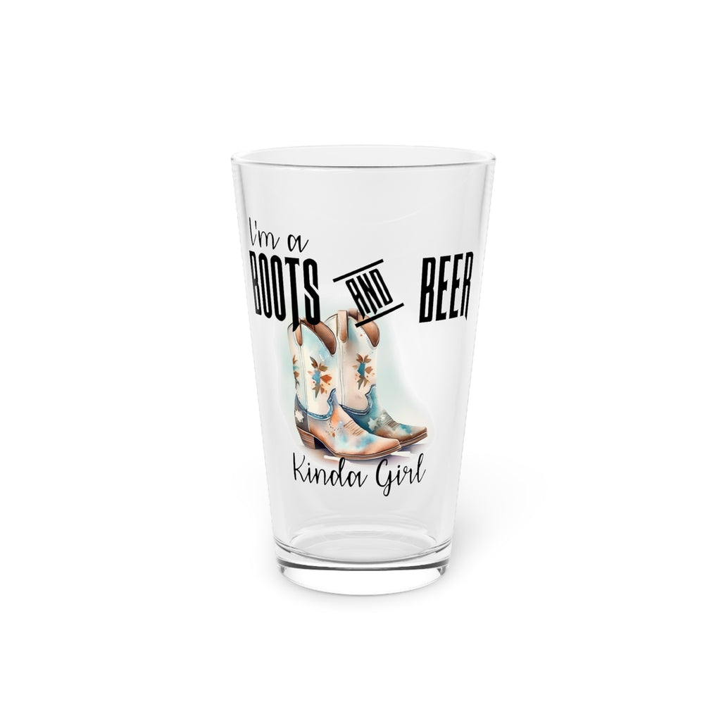 Gift for Cowgirls Boots and Beer Pint Glass, 16oz