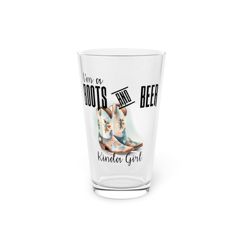 Gift for Cowgirls Boots and Beer Pint Glass, 16oz