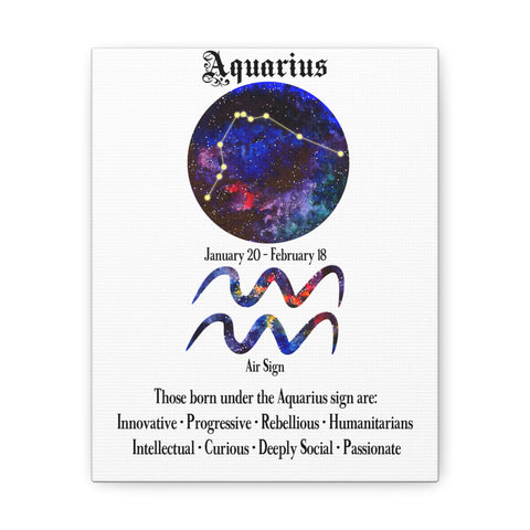 Zodiac Wall Art Aquarius Sign Print 8x10 Canvas Gallery Wraps