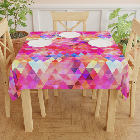 Bright Colorful Geometric Pattern Red Pink Tablecloth Décor