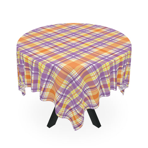 Orange Purple Plaid Tablecloth Décor Party Home Table Covering