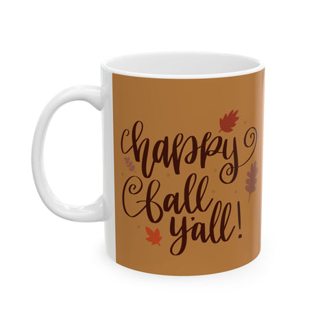 Happy Fall Autumn Harvest White Ceramic Coffee Mug