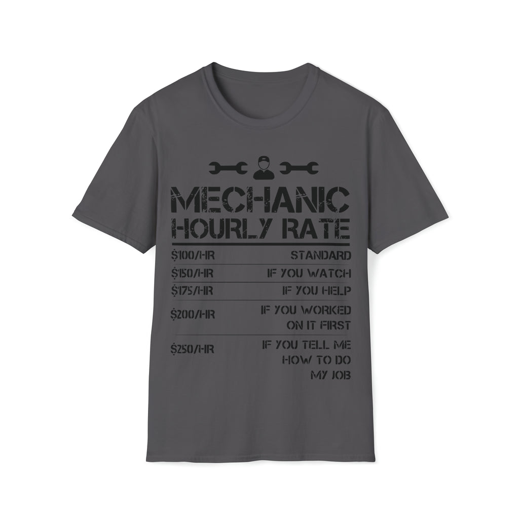 Gift for Gearheads Funny Mechanic Rates Unisex Softstyle T-Shirt for Guys