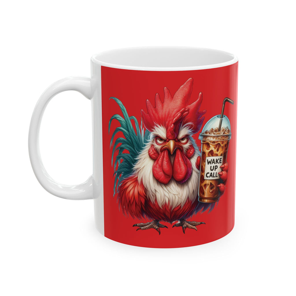 Grumpy Rooster Coffee Mug Funny Farm Animal Cup | Wake Up Call Iced Coffee Gift