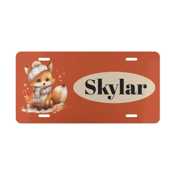 Baby Fox Custom Front License Plate with Personalization panel 