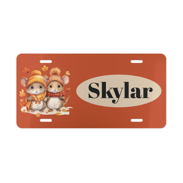 Baby Mice Custom Front License Plate with Personalization panel 