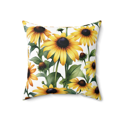 Black Eyed Susan Print Decorative Throw Pillow, Floral Cushion, Home Decor, Gift for Garden Lovers, Botanical Pillows, Cozy Living Room Accessory
