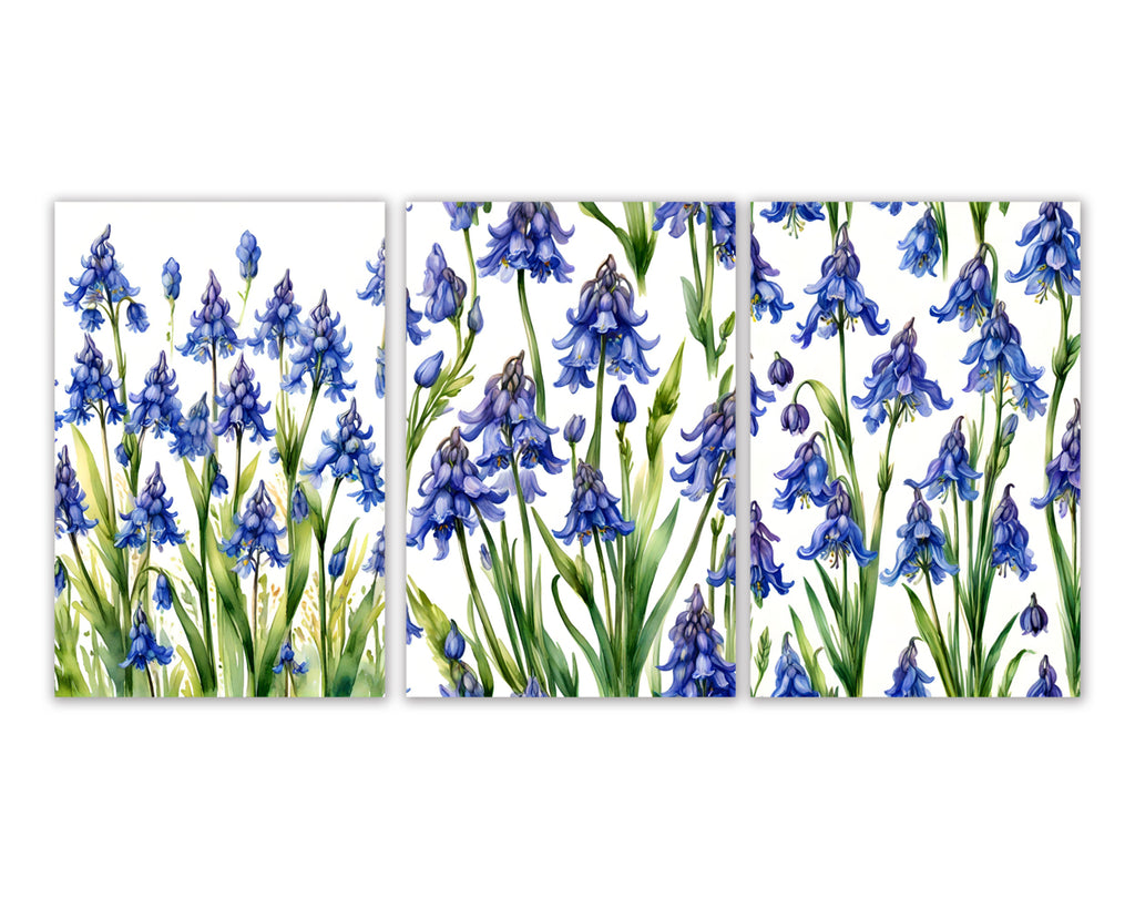 6 Handmade Bluebells – Blank Inside – Folded 4x6 Every Occasion Cards with White Envelopes