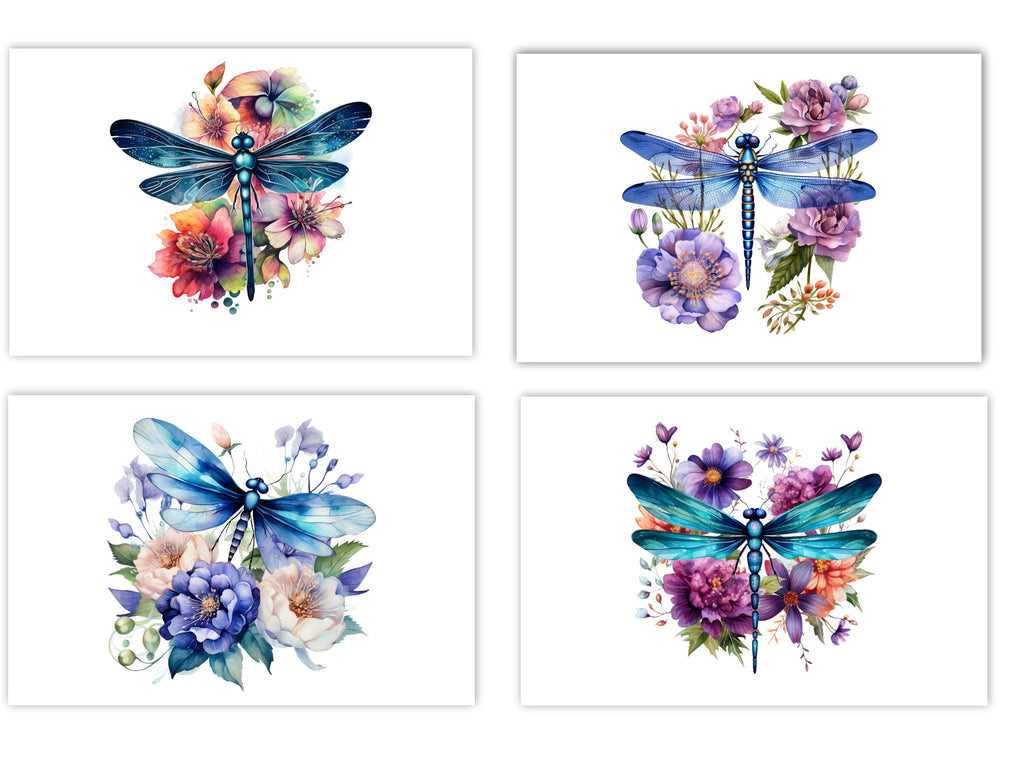 Handmade notecards with dragonflies 