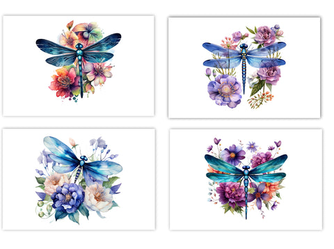 Handmade notecards with dragonflies 