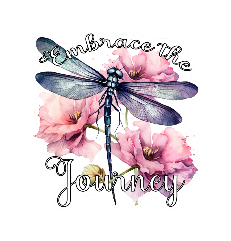 embrace the journey dragonfly handmade stickers 