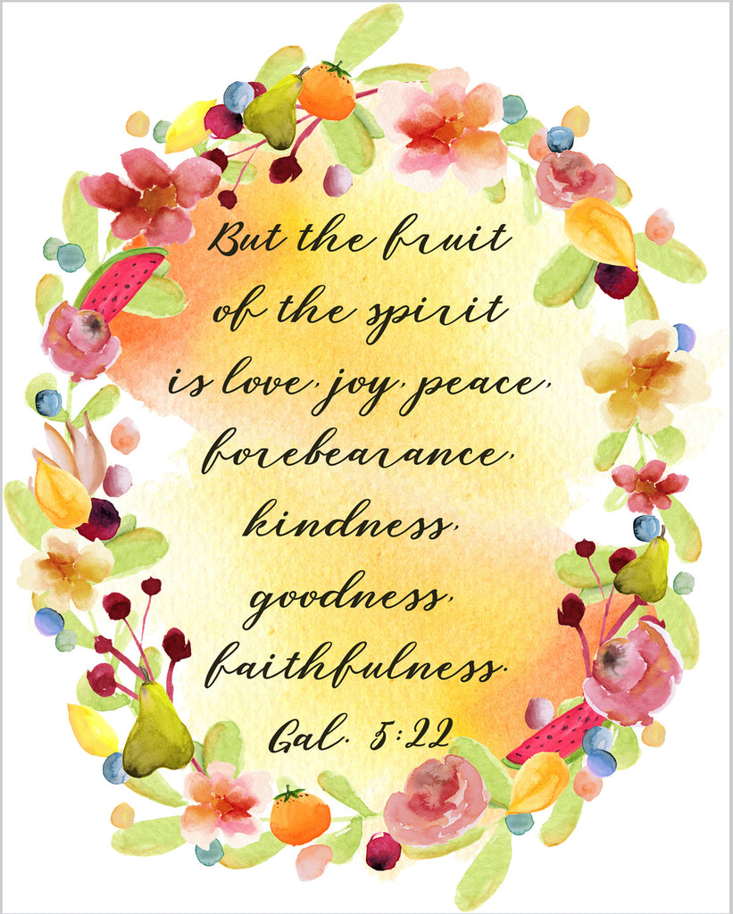 Wall Art Prints Unframed
8x10 Fruit of the Spirit Wall Art – Pale Watercolor Fruit Background, Christian Inspirational Print, Ready to Hang, Shipped Flat