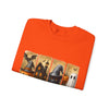 Orange t-shirt with Halloween-themed design on a white background