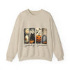 Beige sweatshirt with Halloween-themed design on a white background