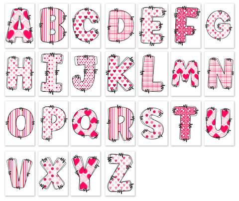 10 Handmade Heart Doodle Letters – Blank Inside – Folded 4x6 Every Occasion Cards with White Envelopes
