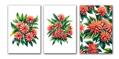 6 Handmade Ixora – Blank Inside – Folded 4x6 Every Occasion Cards with White Envelopes