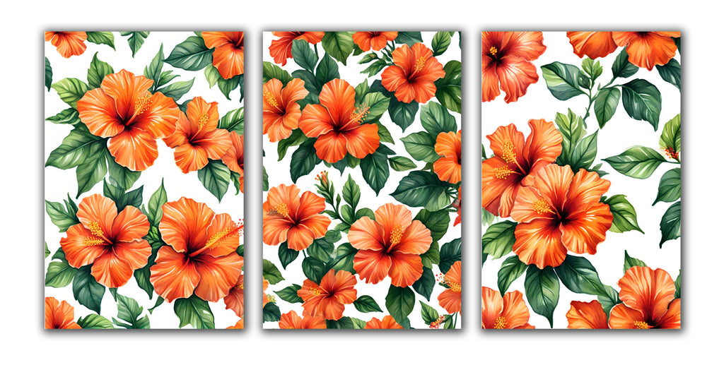 6 Handmade Orange Hibiscus – Blank Inside – Folded 4x6 Every Occasion Cards with White Envelopes