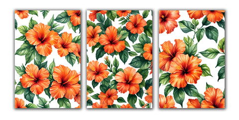 6 Handmade Orange Hibiscus – Blank Inside – Folded 4x6 Every Occasion Cards with White Envelopes
