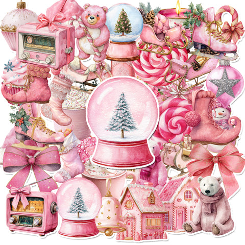 Pink Christmas stickers 