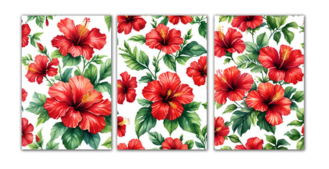 6 Handmade Red Hibiscus – Blank Inside – Folded 4x6 Every Occasion Cards with White Envelopes