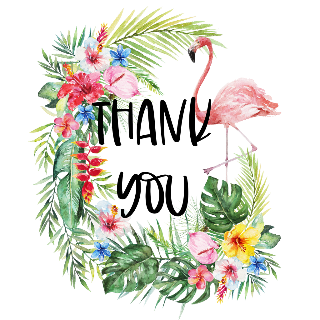 Tropical Flamingo Thank You Handmade Stickers 