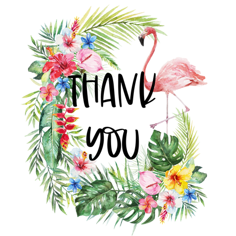 Tropical Flamingo Thank You Handmade Stickers 