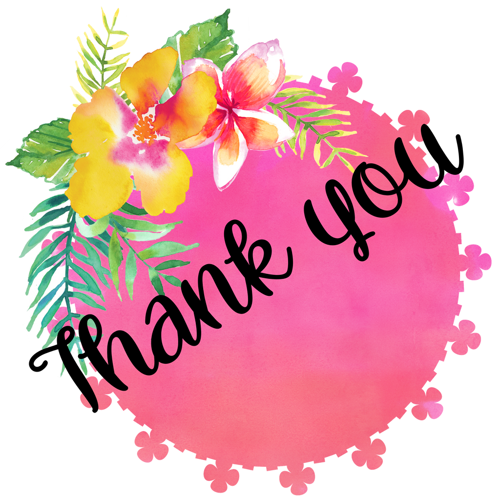 Handmade tropical flowers thank you stickers